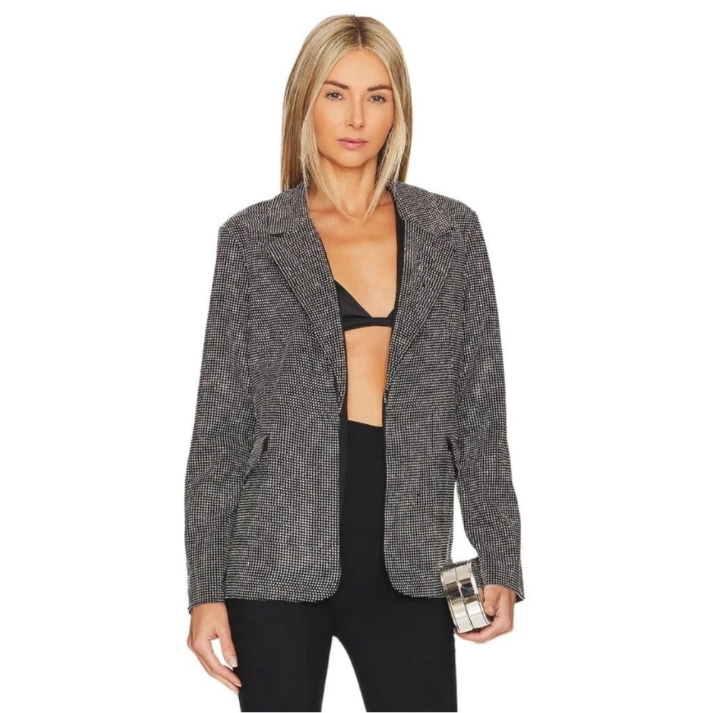 Steve Madden Rhinestone Blazer XS Black Silver Sparkle Party Jacket NWT
